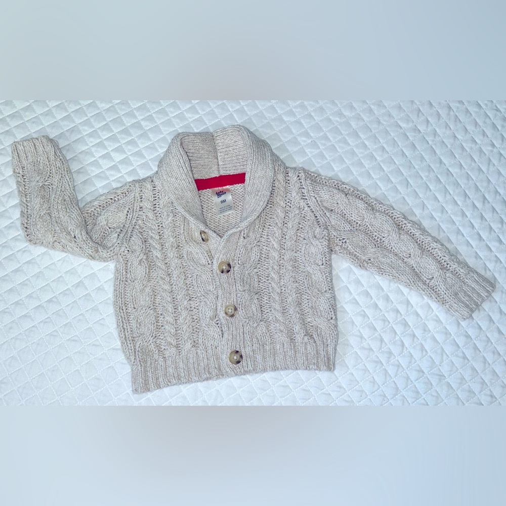 Baby B’gosh Infant Boys Knit Button Down Dress Wool Sweater Beige Size 9 months
